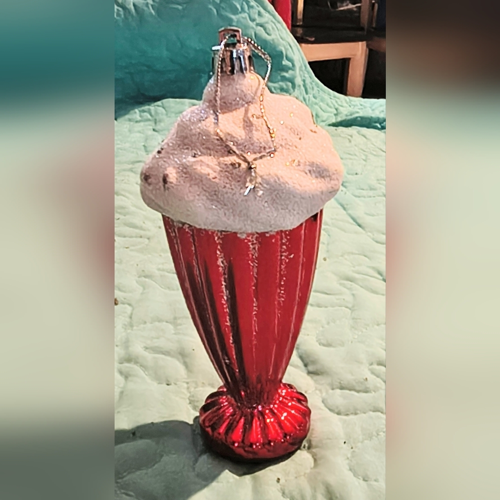 Festive Red Milkshake Ornament